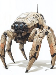 Military Scout Spider - Futuristic Low Poly 3D Model