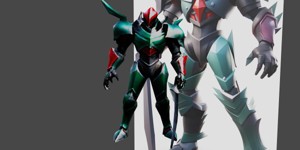 a robot with a sword and a sword slate as a fortni