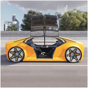 Futuristic electric car concept - driverless vehicle 