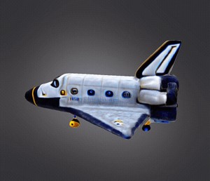 Cartooned space shuttle