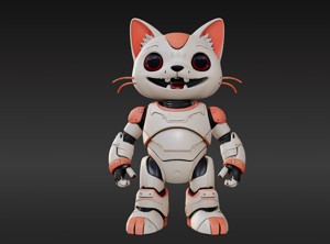 3D Model of Cute Robo Cat - Animated and Printable