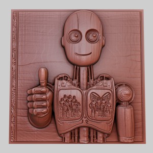 I, ROBOT 3D PRINTER RELIEF MEDALLION OBJ STL