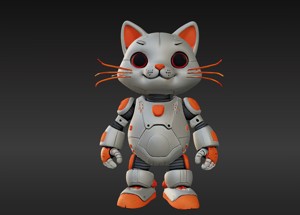 3D Model of Cute Robo Cat - Animated and Printable