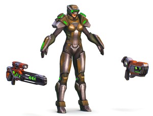 Cartoon Sci-Fi Cyborg Drone Sniper Soldier