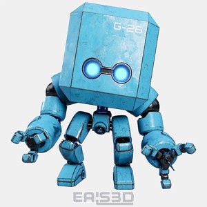 Cute Space Robot Rigged G-26 Blue