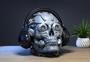 Robot Skull Headphone Stand Cyborg Headset Stand