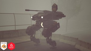 Mech Cyberpunk - Police Mech Lowpoly Animated