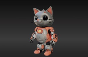 3D Model of Cute Robo Cat - Animated and Printable