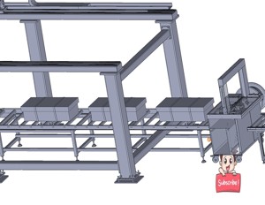 industrial 3D model Packaging strapping stacking boxes line