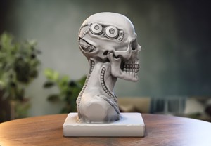 Skull robot demon dragon bust Cyborg skull dragon