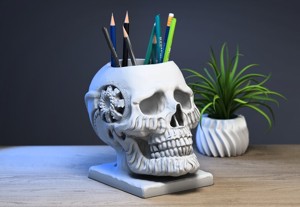 Robot Skull pen holder  Cyborg pen holder