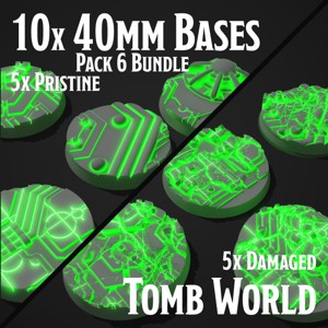 10 NECRON TOMB WORLD MINIATURE BASES - 40 MM - PACK 6 BUNDLE