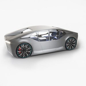 Self-driving concept car with interior and rigged
