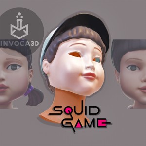 FACE MASK CHEOL-SU - SQUID GAME MALE BOY ROBOT DOLL - YOUNG-HEE PARTNER - COSPLAY FANART - EL JUEGO DEL CALAMAR