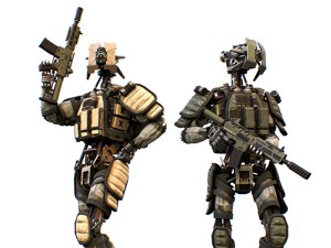 Sci-fi military humanoid robot soldier - gameready