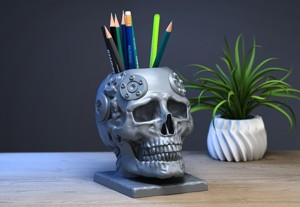 Skull robot pen holder Cyborg pen holder