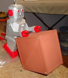 Robot Sam the crate rolling man.
