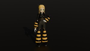 Female Bee Cyborg Robot Mega Man Style Character with Jetpack