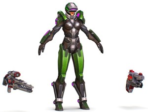 Cartoon Sci-Fi Cyborg Drone Sniper Soldier