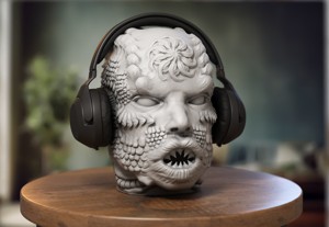 ROBOT SKULL HEADPHONE STAND CYBORG HEADSET STAND PERFECT GAMER GIFT SCI-FI FANS GIFT ROBOT SKULL HEADPHONE HOLDER A83 (1)