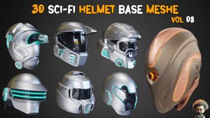 30 Sci-Fi Helmets Base Mesh and Textures