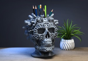 Robot Skull pen holder Cyborg pen holder