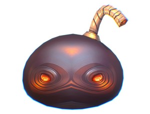 Black Cartoon Bomb With Glowing Eyes a Lit Fuse