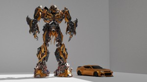 Realistic Bumblebee Transformer and Chevrolet Camaro