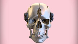 futuristic robotic skull   3D Game Ready Model