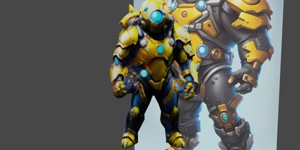 a robot with a gun in his hand league of legends c