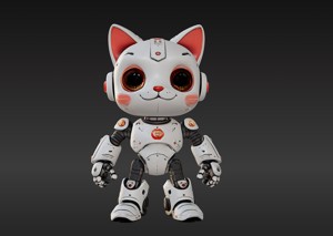 3D Model of Cute Robo Cat  Animated and Printable 3D print model