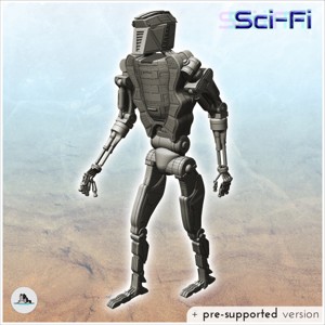 HUMANOID FUTURISTIC ROBOT WITH HYDRAULIC PISTONS (2) - FUTURE SCI-FI SF POST APOCALYPTIC TABLETOP SCIFI 28MM 15MM 20MM MODERN