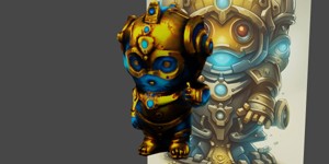  a cartoon character of a robot with glowing eyes 