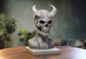 Skull robot demon dragon bust Cyborg skull dragon bust