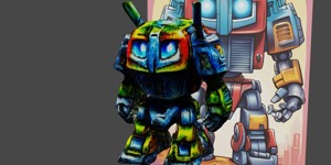  a cartoon robot with a big head and a big body in