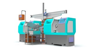 Automated CNC Lathe System with Robotic Arm 3D Design