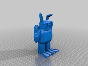 robot with jetpack bunny ears and flippers
