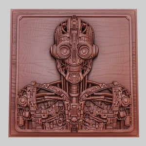 I, ROBOT 3D PRINTER RELIEF MEDALLION OBJ STL