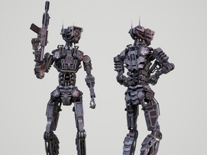 Armored scifi robot character