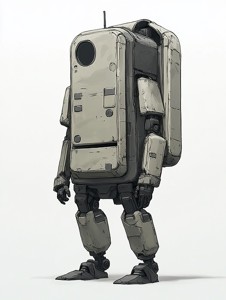 Warehouse Android Helper - Low Poly Cargo Holding Robot