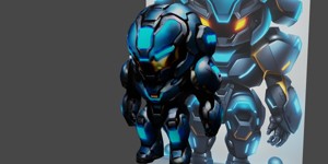 a robot with glowing eyes and a glowing face detai