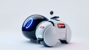 Futuristic Robotic Assistant with Neon Indicators