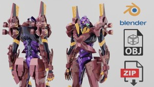 Evangelion EVA Unit 01 Type F Anima Textured Lowpoly
