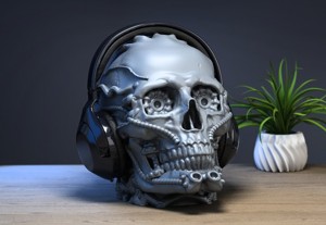 Robot Skull Headphone Stand Cyborg Headset Stand