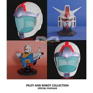 RX78 Amuro Ray Pilot helmet and Robot Bundle