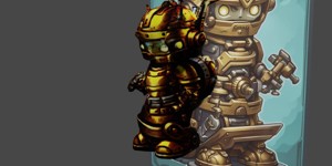  a cartoon image of a robot with a hammer and a wr