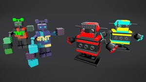 Brick Toy 3D - Low Poly - Warrior Robots