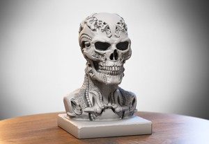 Skull robot dragon bust Cyborg skull dragon bust