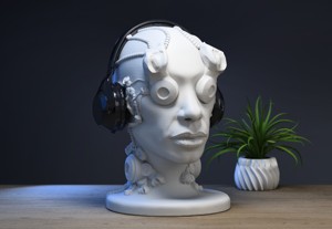 ROBOT HUMAN HEAD HEADPHONE STAND CYBORG HEADSET STAND PERFECT GAMER GIFT SCI-FI FANS GIFT ROBOT MALE HEAD HEADPHONE HOLDER A012 (1)