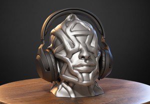 Robot human bust Headphone Stand Cyborg Robot human bust